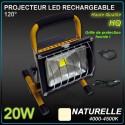 Projecteur Rechargeable LED chantier 20W / 3h-12h