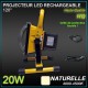 Projecteur Rechargeable LED chantier 20W / 8h - 30h