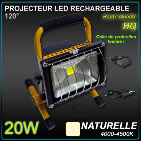 projecteur chantier rechargeable led 20W 4500K