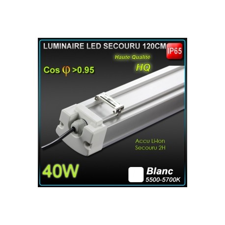 Linéaire 40W LED IP65 5700K IK 10 secouru